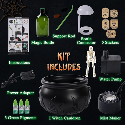 TNF™ Mystic Cauldron 🎃 Floating Potion Halloween Fog Maker with Green Mist & Lights