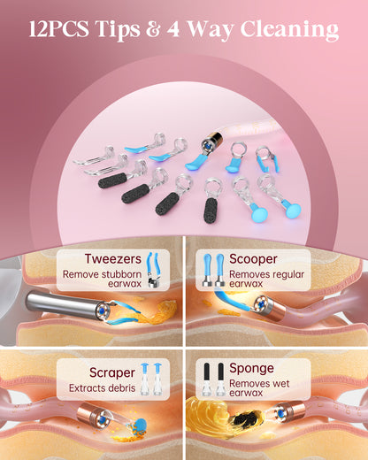 TNF™ All-in-1 Visual HD Ear Cleaner Kit Safe Ear Wax Removal Tool with Flexible Camera for Precision Cleaning
