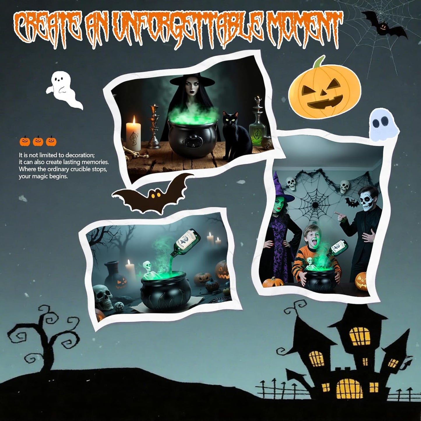 TNF™ Mystic Cauldron 🎃 Floating Potion Halloween Fog Maker with Green Mist & Lights