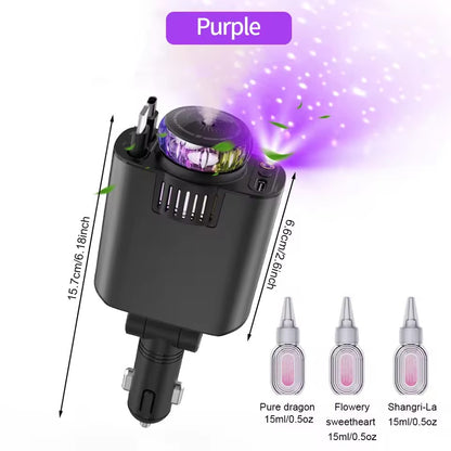 TNF™ AuraDash 5 in 1 Car Charger Fast Charging 45W Retractable +Aromatherapy Diffuser+Starry Sky LED Lights Car Air Freshener Car Accessory