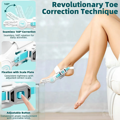TNF™ Ergo-Pivot Bunion Corrector for Men & Women 🦶 Adjustable Toe Splint with 160° Hinge for Active Use, Hallux Valgus & Hammer Toe Correction