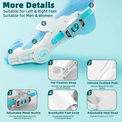TNF™ Ergo-Pivot Bunion Corrector for Men & Women 🦶 Adjustable Toe Splint with 160° Hinge for Active Use, Hallux Valgus & Hammer Toe Correction